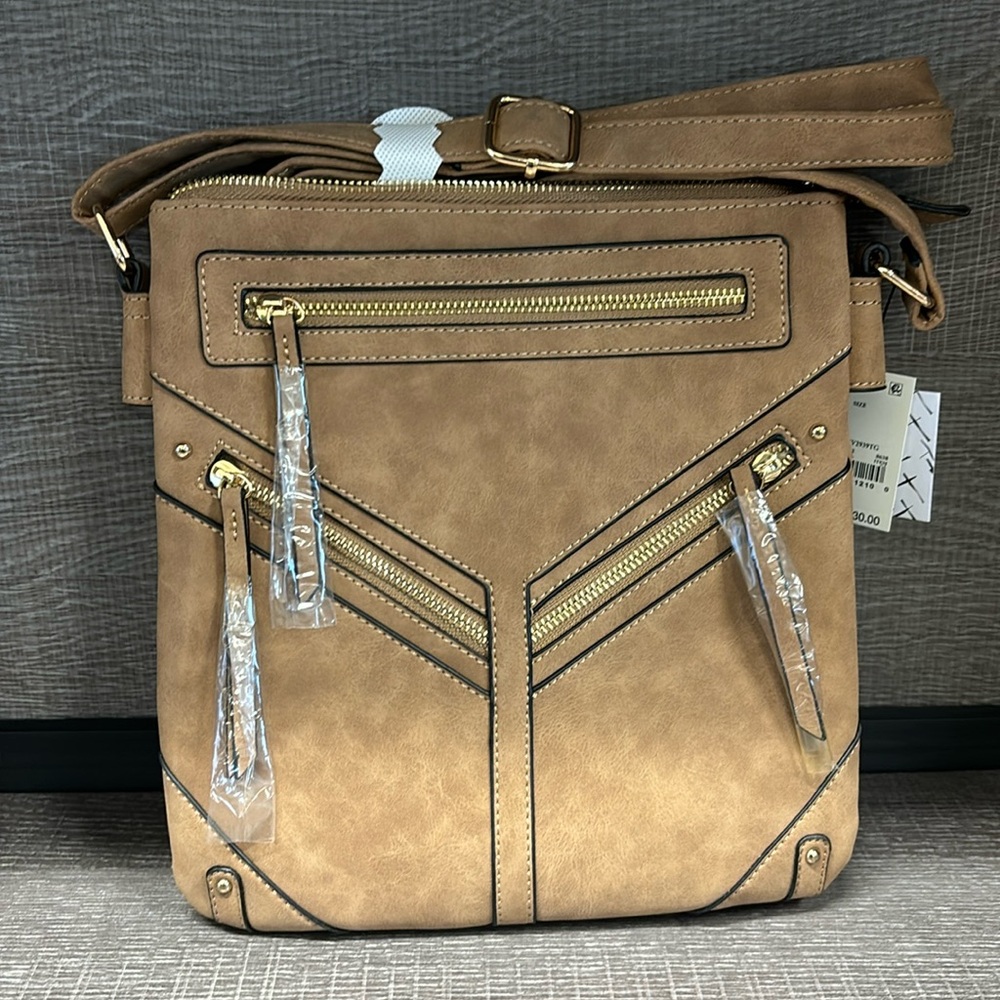 VR NYC Crossbody Bag/Purse - Zip Closure Double Compartment (Taupe) - NWT - Picture 1 of 5